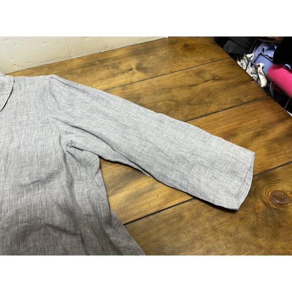 Yuvita Linen Gray Button Up Top Ladies Size Medium Tunic Lagenlook - Picture 3 of 13